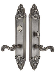 Valmont Premium Mortise Entry Set with Swan Levers Left Handed in Venetian Nickel.